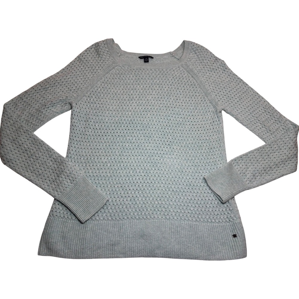 American Eagle Sweater Women's Light Aqua Blue Excellent Soft Textured Knit Lg